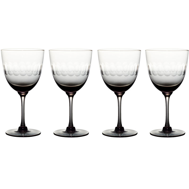 Lens Set of 4 Wine Glasses, 250ml, Smoky-0