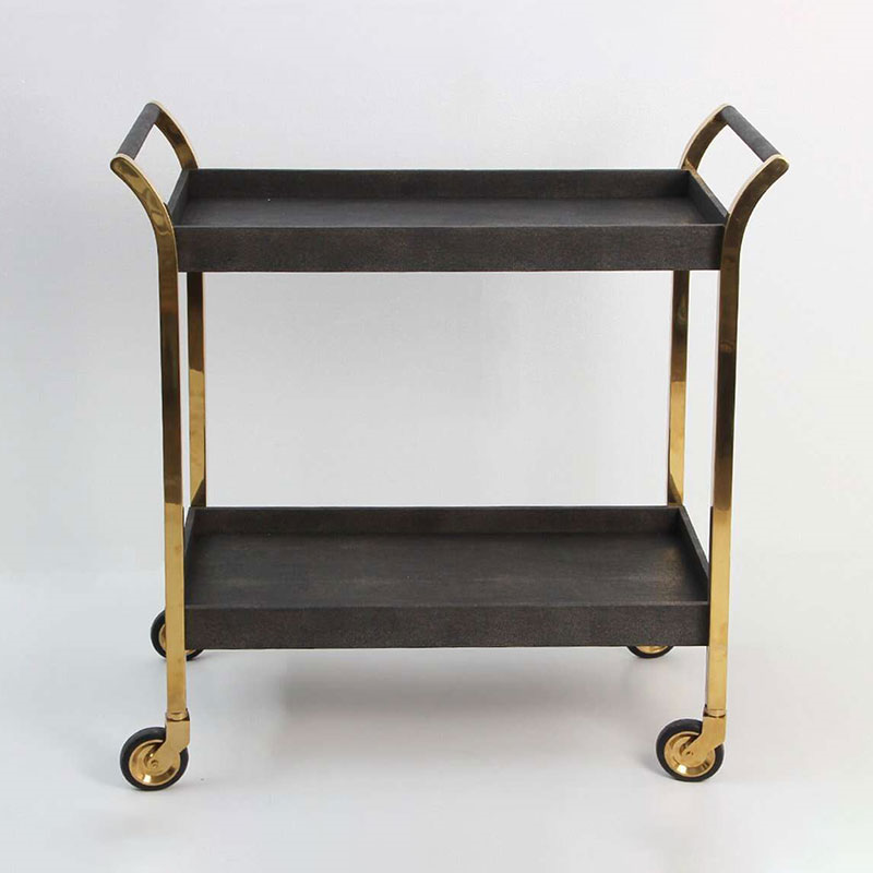 Woodstock Drinks Trolley, Seal Brown Shagreen-4