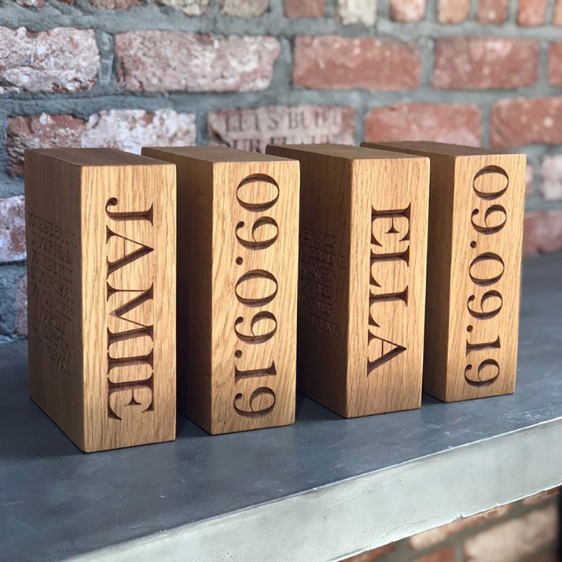 Personalised Pair of Bookends, Oak-2