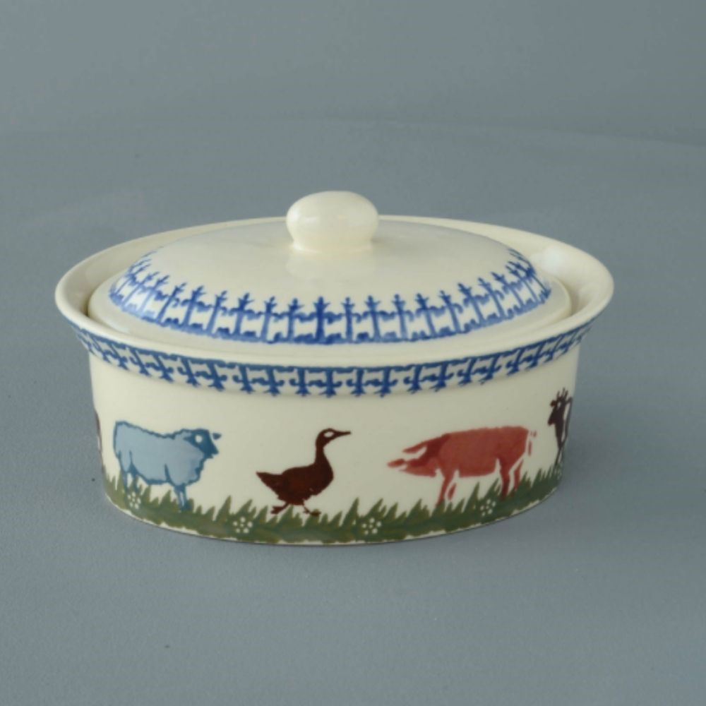 Farm Animals Oval butter dish-0