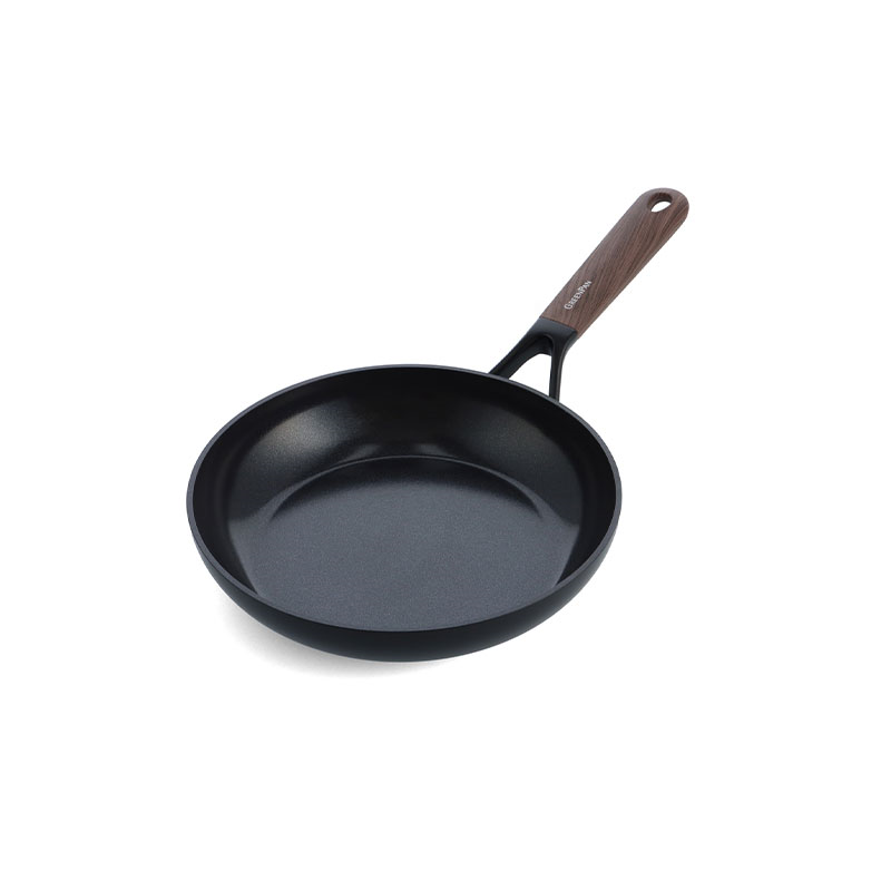 Eco-Smartshape Non Stick Wok with Dark Wood Patterned Handle, 24cm, Black-0