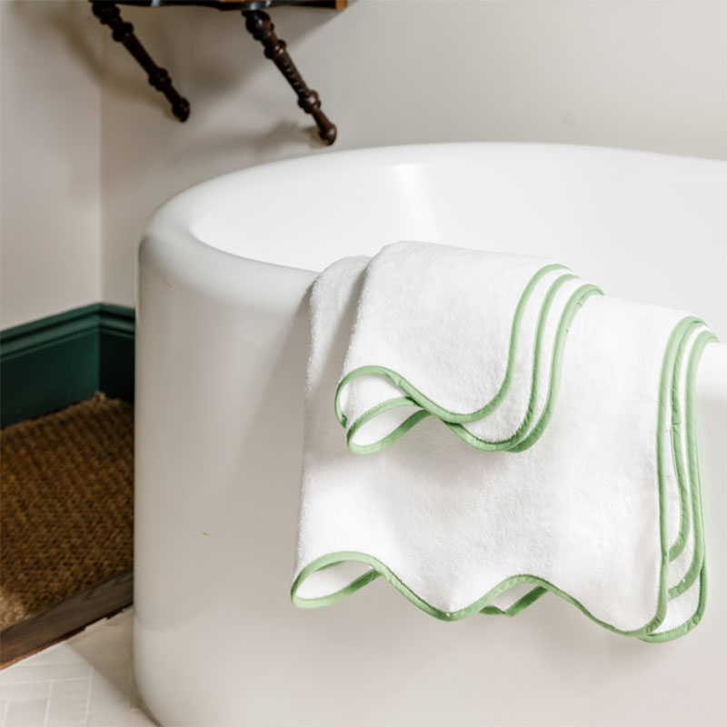 Amelia Scalloped Hand Towel, Asparagus-3