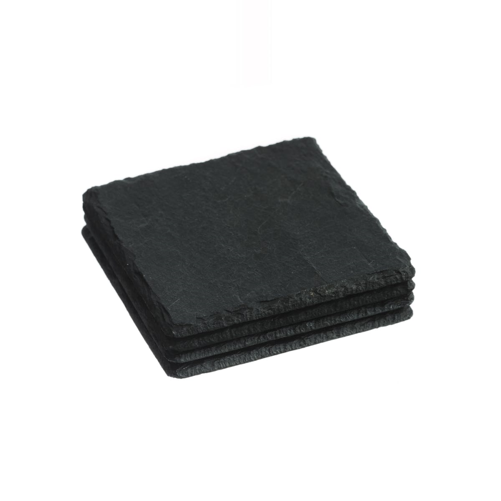 Set of 4 square coasters, 11cm, Slate-0