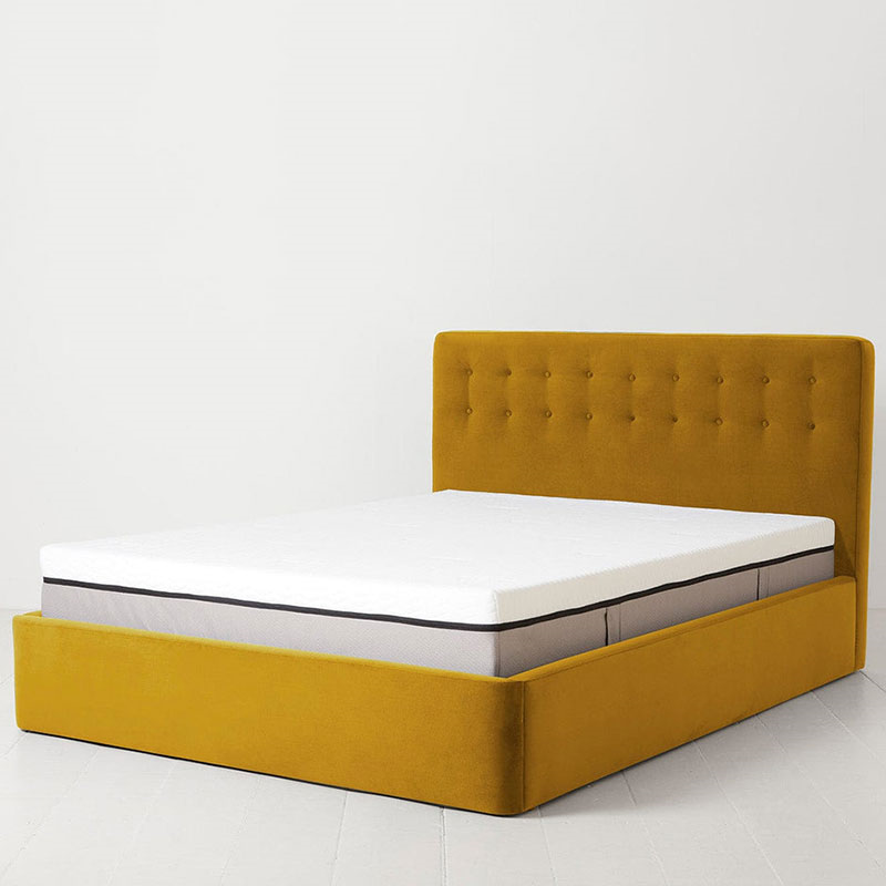 Bed 01 Velvet King Size Frame, Mustard-0