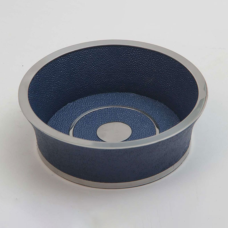 Wine Bottle Coaster, D16cm, Nile Blue Shagreen-0