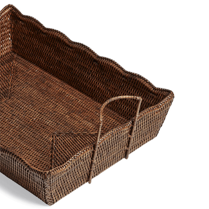 Talasa Rectangular Rattan Basket, H19cm x W58cm x D39cm, Antique Brown-3