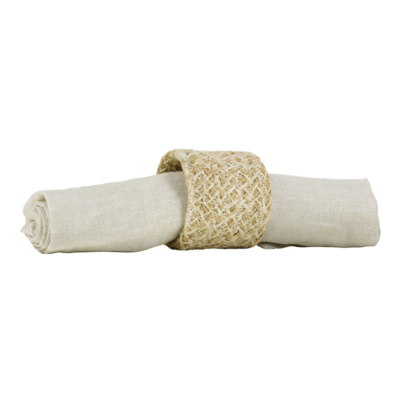 Jute Set of 4 Napkin Rings, H5 x D5cm, Pearl White-1