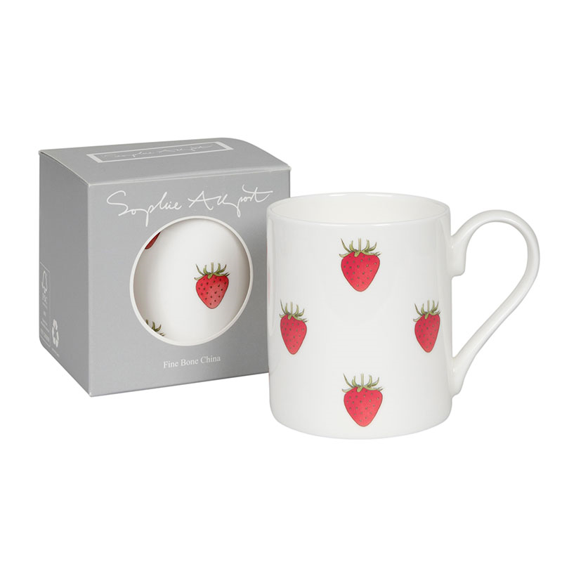 Strawberries Large Mug, 425ml, White, Red, Green-3