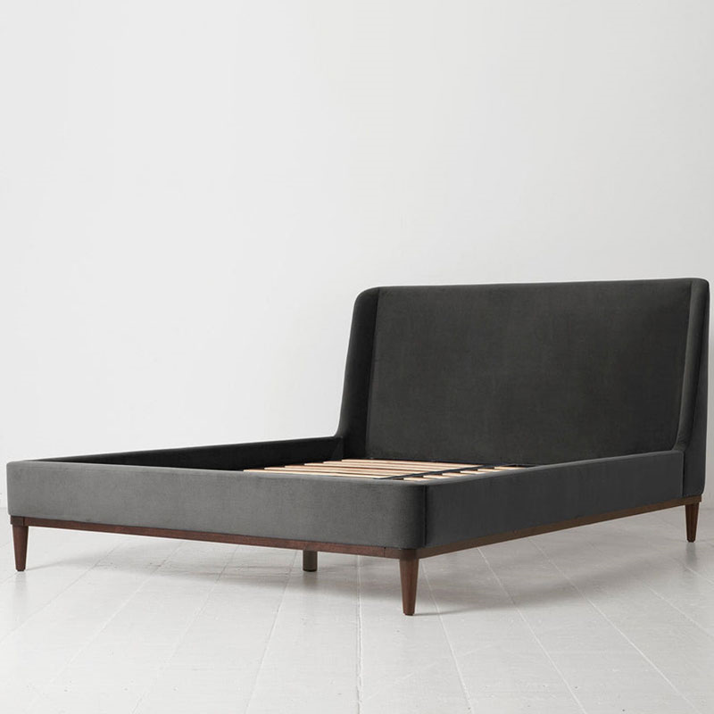 Bed 02 Velvet King Size Frame, Charcoal-1