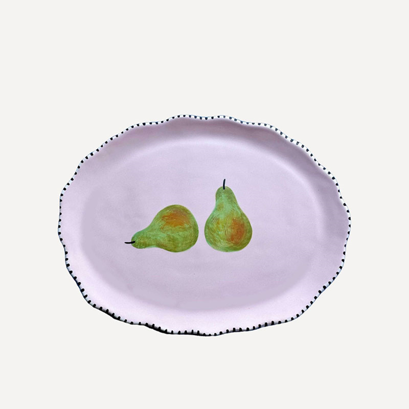 Minnie-Mae Studio Pair of Pears Serving Platter, 27cm x 21cm, Pink-1