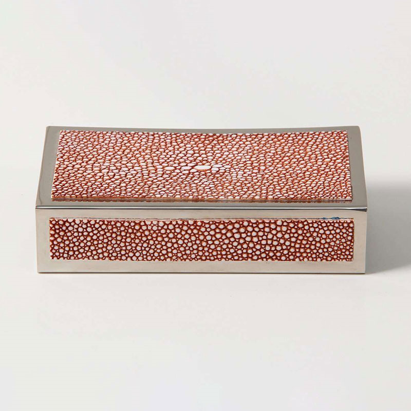 Large Match Box Holder, 13 x 7cm, Coral Shagreen-4