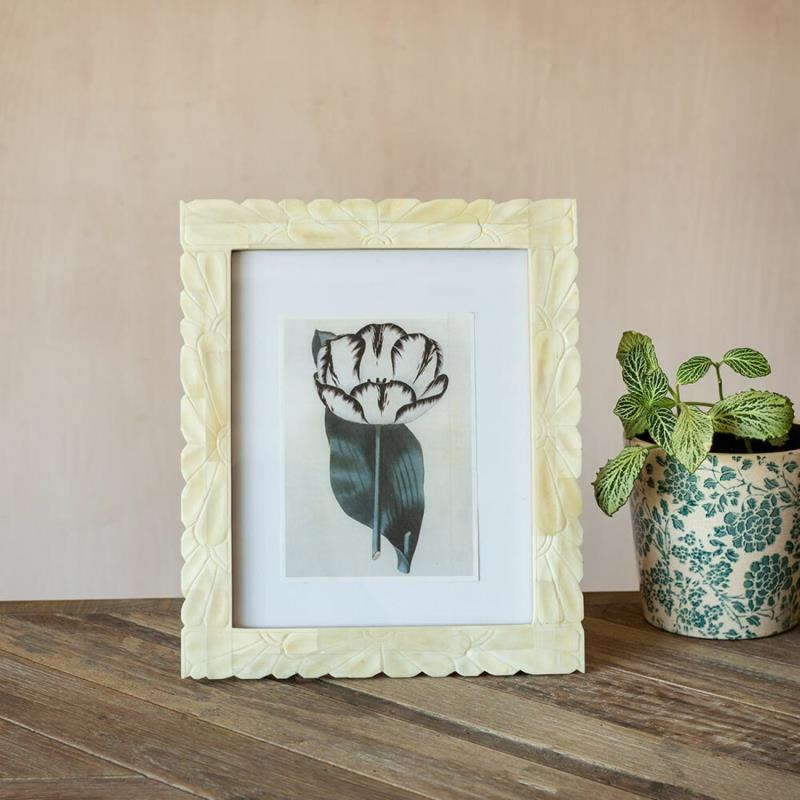 Floral Carved Photo Frame, 10 x 8", Ivory-1