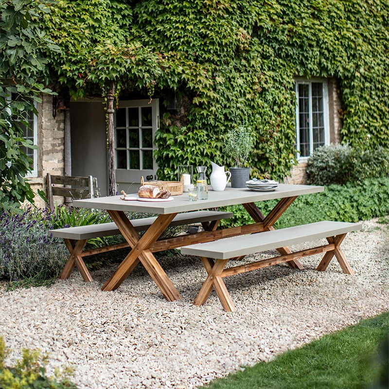 Burford Table & Bench Set, Grey & Natural-0