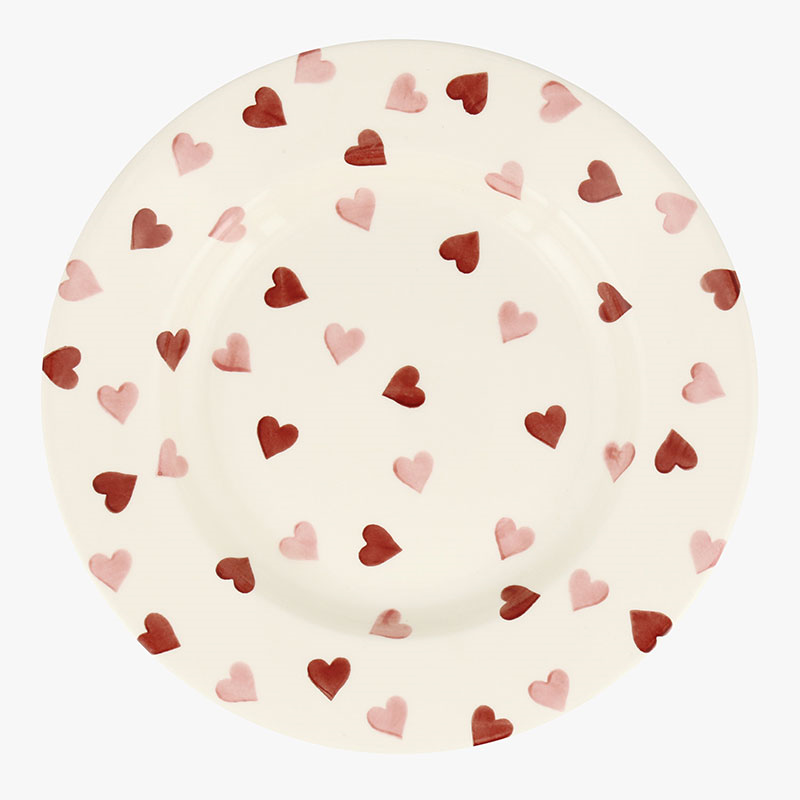 Pink Hearts Plate, D27cm, Cream-1