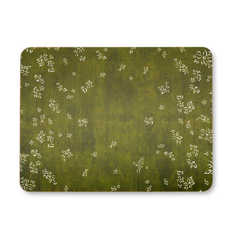 Falling Flower Rectangle Placemat, 38 x 29 cm, Avocado Green-3