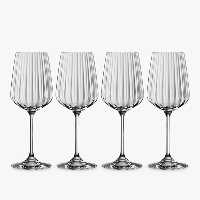 LifeStyle Set of 4 White Wine Glasses, 440ml, Clear-1