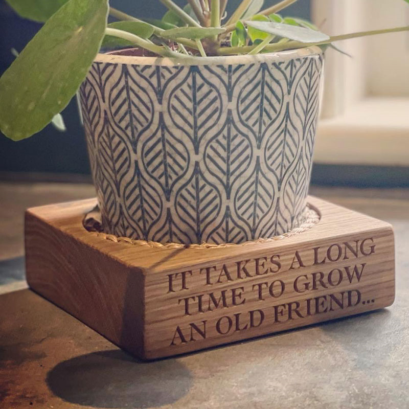 Personalised House Plant Pot Stand, Oak-0