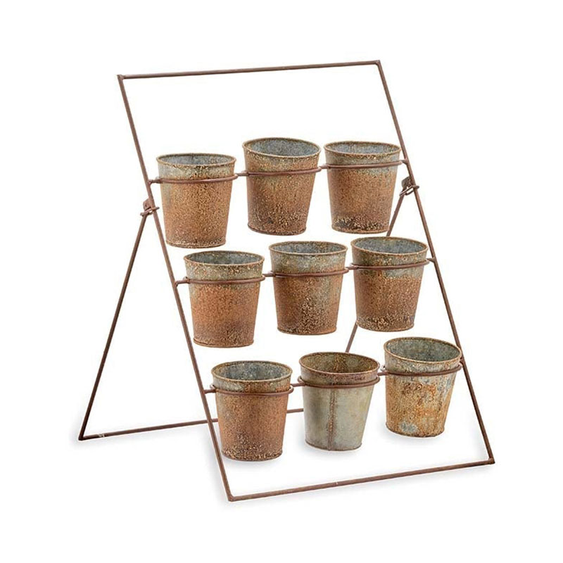 Abari Planter Stand, H68 x W47cm, Aged Zinc/Brown-3