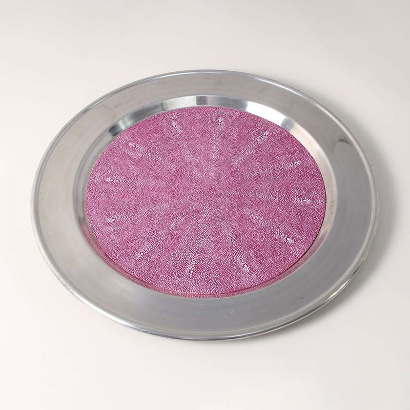 Duchess Serving Tray, D53cm, Pink Shagreen-5