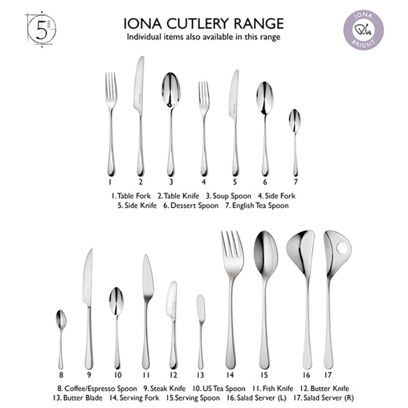 Iona Bright 42 piece cutlery set, Stainless Steel-4