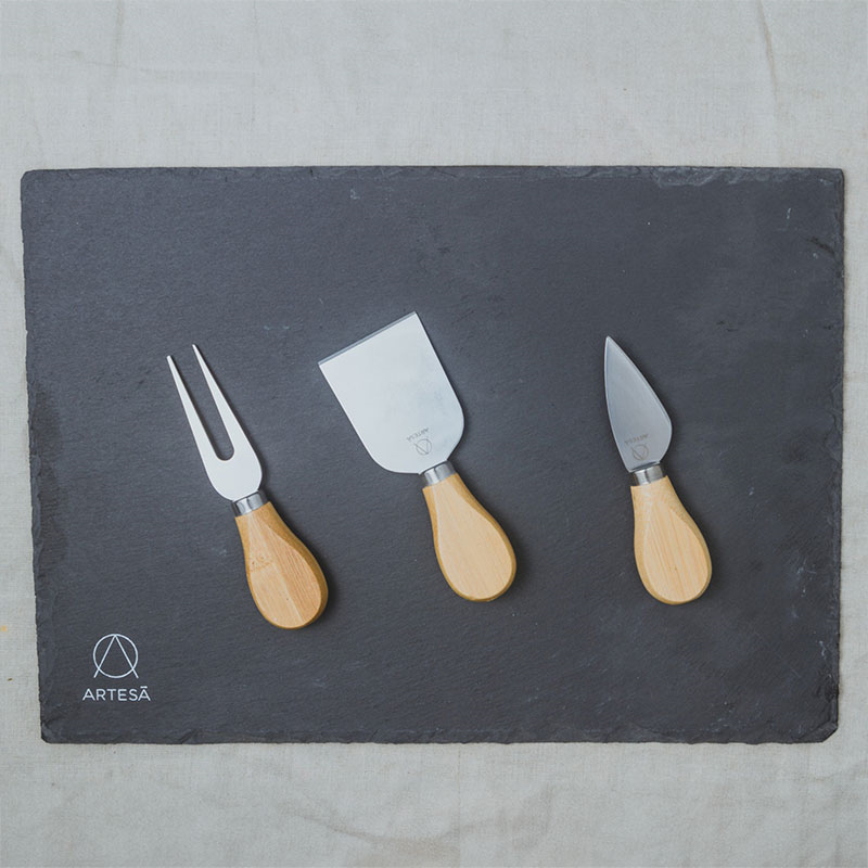 Cheese platter set, 35 x 25cm, Slate And Acacia Wood-3