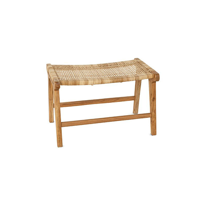 Madrisana Acacia & Rattan  Footstool, Natural-2