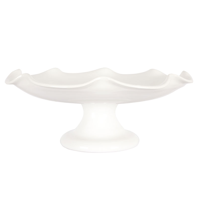 Claudia Ceramic Wavy Footed Stand, D31 x H14cm, White-1