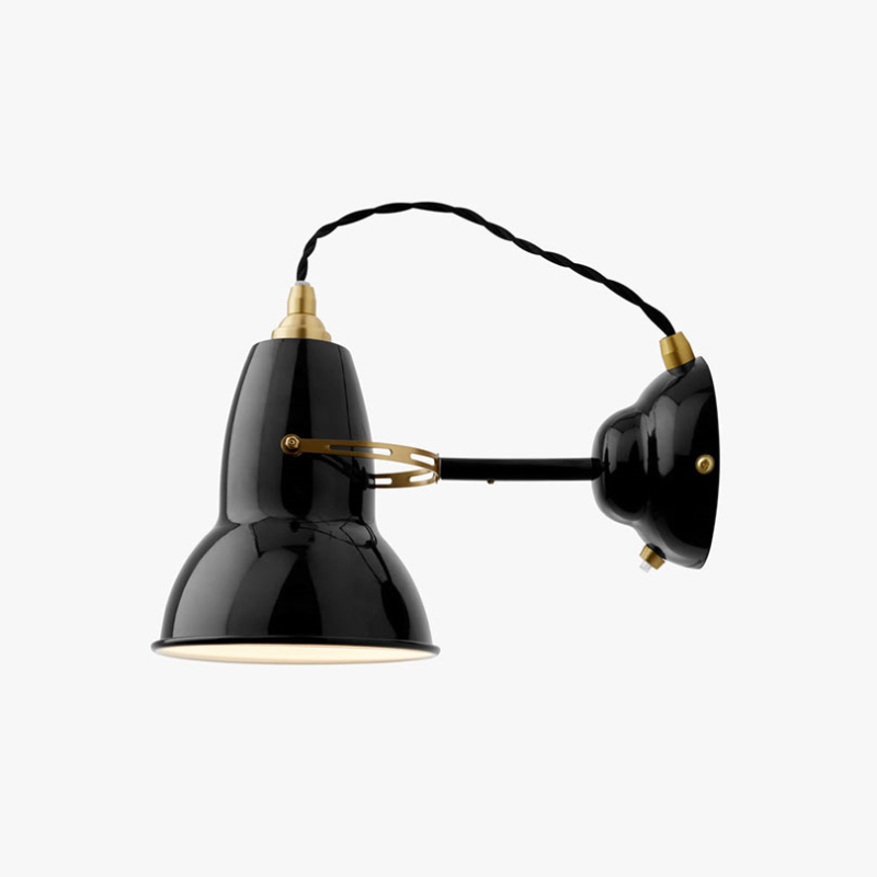 Original 1227 Brass Wall Light, Jet Black-0