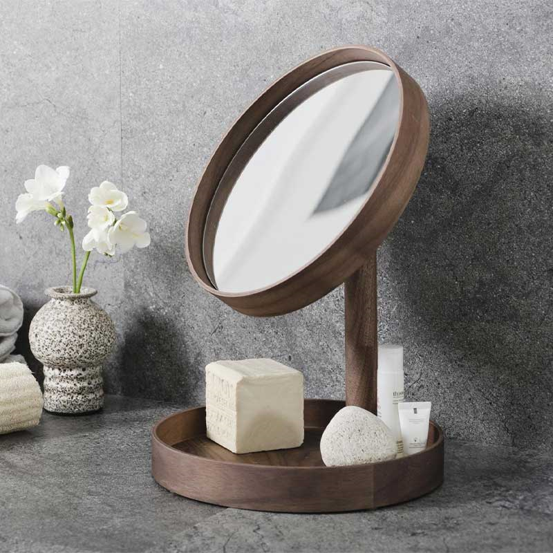 Look Magnify Mirror, H37 x D25cm, Walnut-0