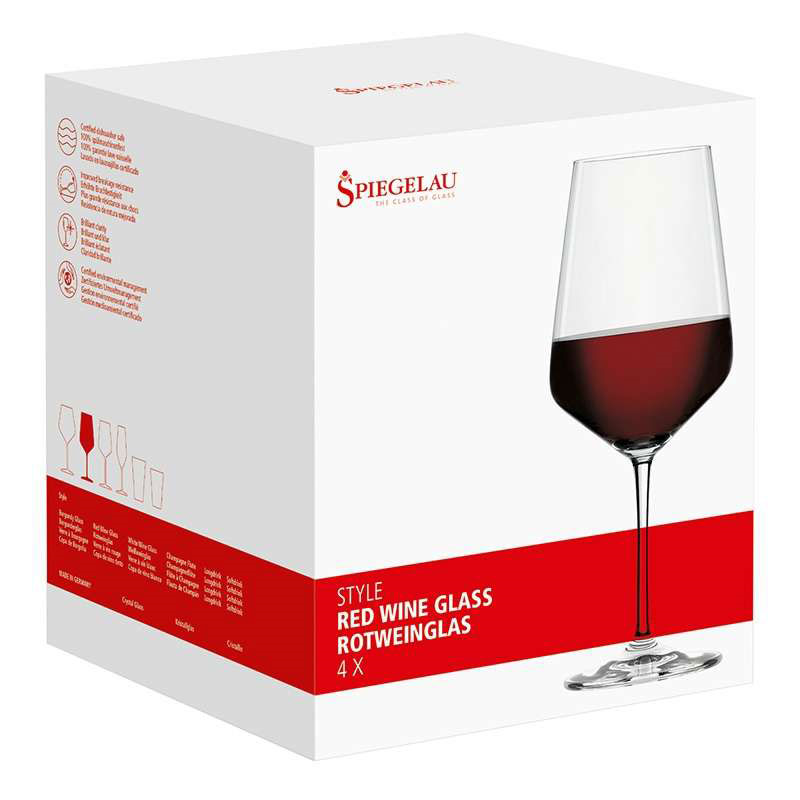 Style Set of 4 Red Wine Glasses, 630ml, Clear-2