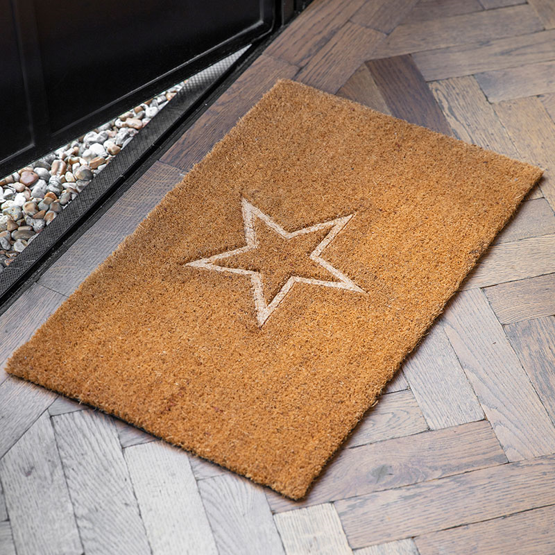 Star Embossed Doormat, Large, Coir-0