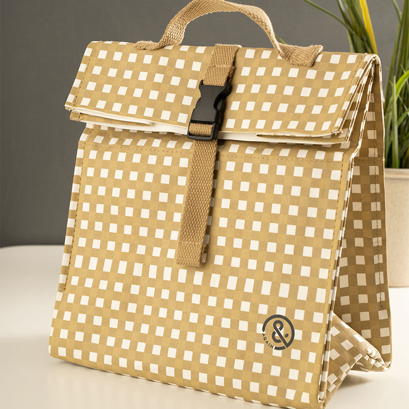 Cooler Lunch Bag - Gingham, L26cm x W18cm, Cream/White-0