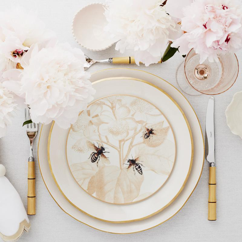 Blush 4 Piece Dinnerware Set, Gold Edge-2