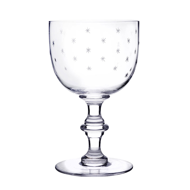 Stars Set of 4 Patterned Crystal Wine Goblets, 250ml, Clear-0