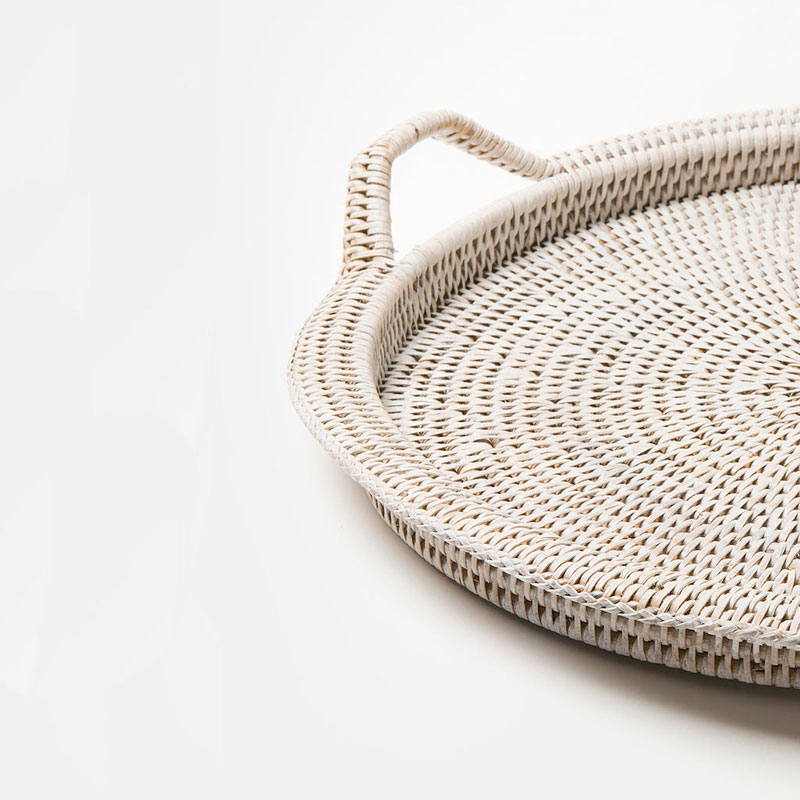 Inle Rattan Tray, D40cm, White-3