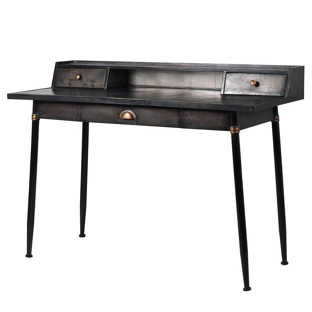 2 drawer desk, H87.5 x W120 x D51cm, Black-0