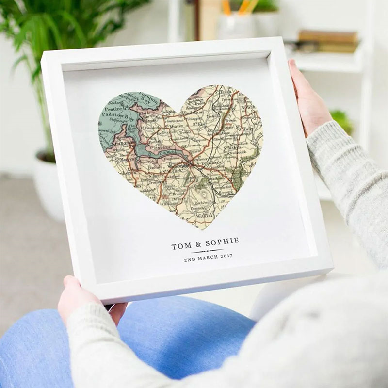 Personalised Heart Print Voucher, 30 x 30cm, White Frame-0