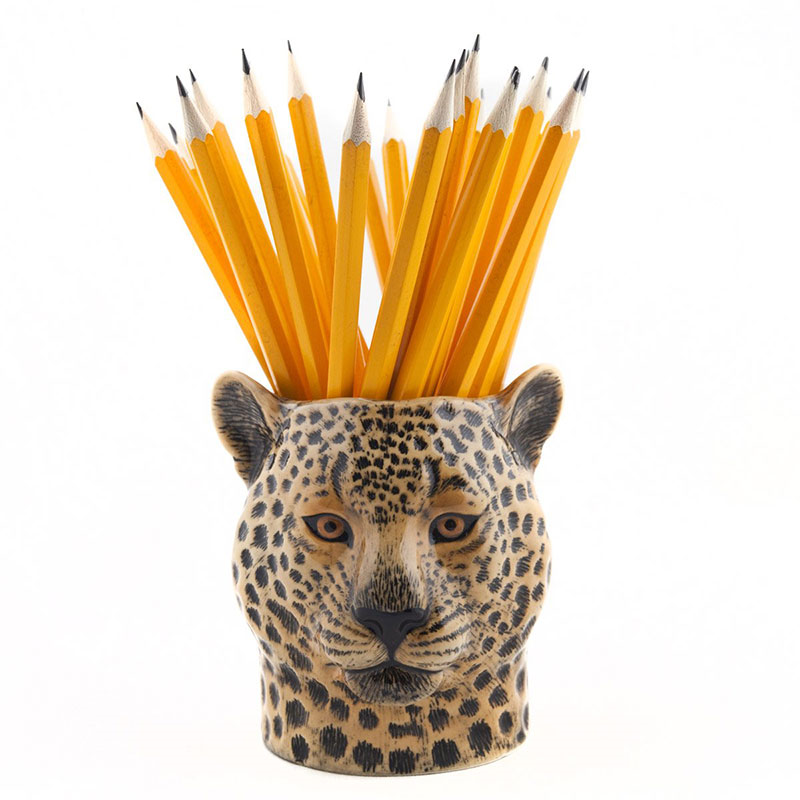 Leopard Pencil Pot, H11cm, Yellow-1