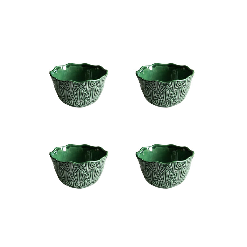 Laguna Shell Set of 4 Cereal Bowls, H 10cm, W 15.5cm, D 15.5cm, Green-1