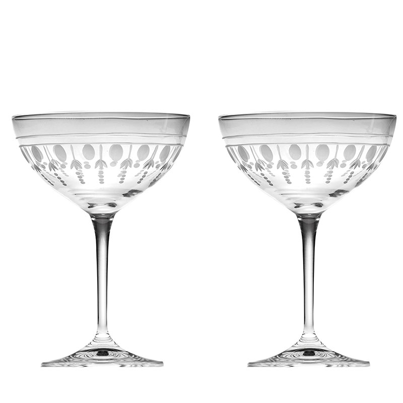 Nouveau Set of 2 Saucer Champagne glasses, 210ml, Clear-0