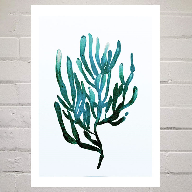 Dan Hobday Seaweed A3 Framed Art Print, Green-0