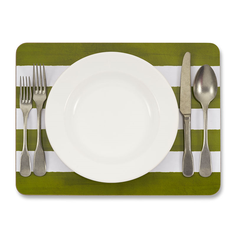 Stripe Rectangle Placemat, 38 x 29 cm, Powder Blue-2