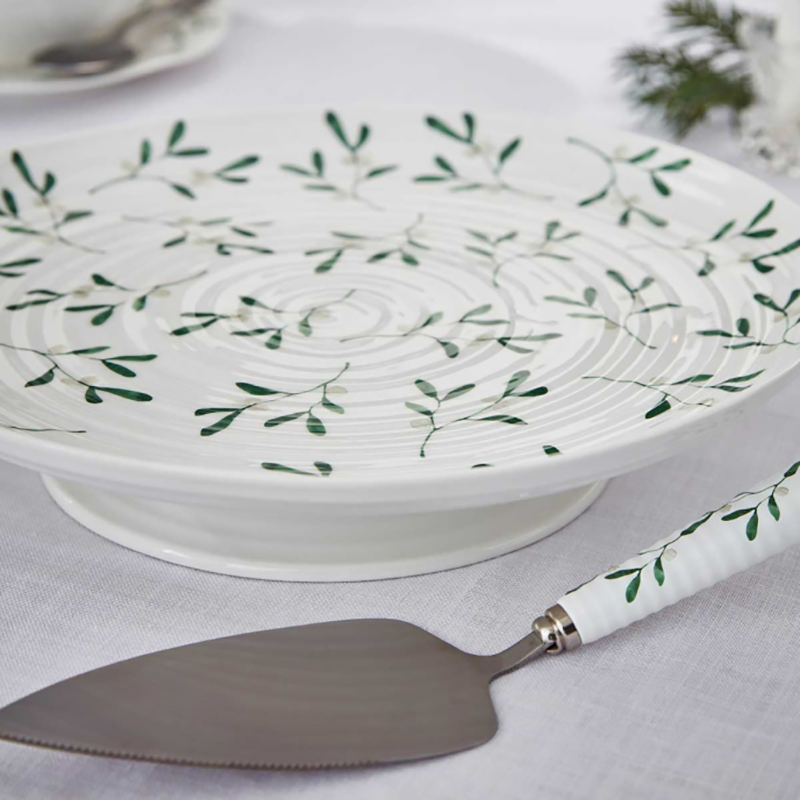 Mistletoe Cake Server, 25cm, White/Green-1