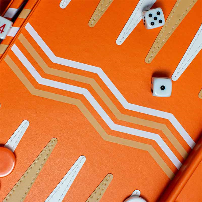 Leather Backgammon Board, L45 x W38cm, Orange-1