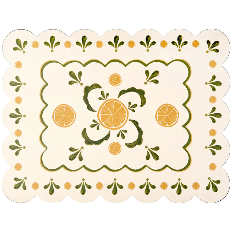 Bell Hutley Scalloped Table Mat, 38cm x 29cm, Lemon-1