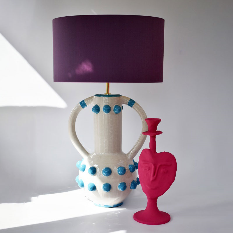 Carnival Collection Zebedee Hand Thrown Ceramic Table Lamp Base Only, Turquoise Blue-2