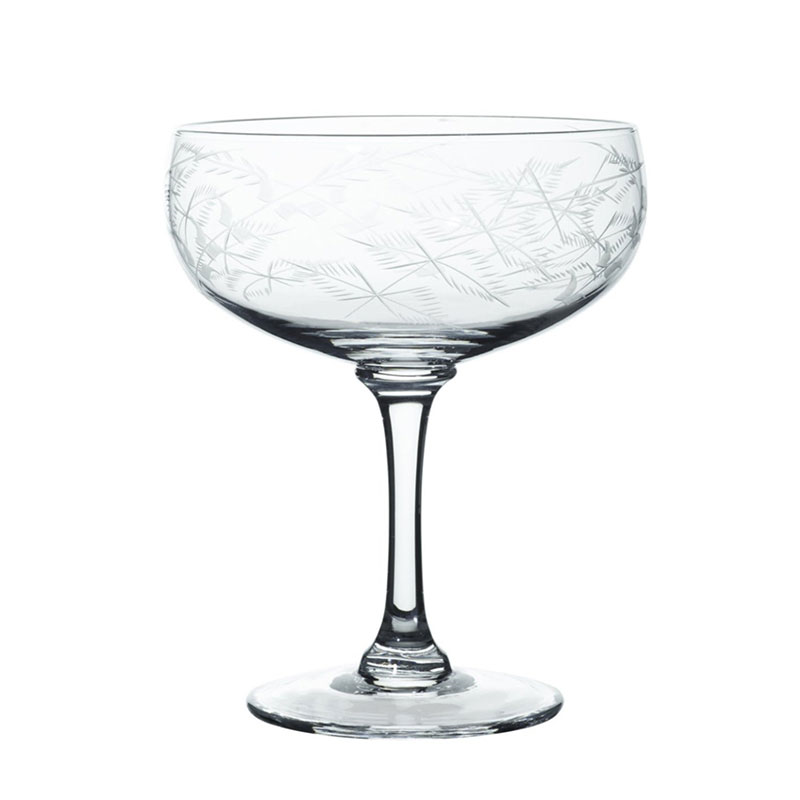 Ferns Set of 4 Crystal Cocktail Glasses, 210ml, Clear-0