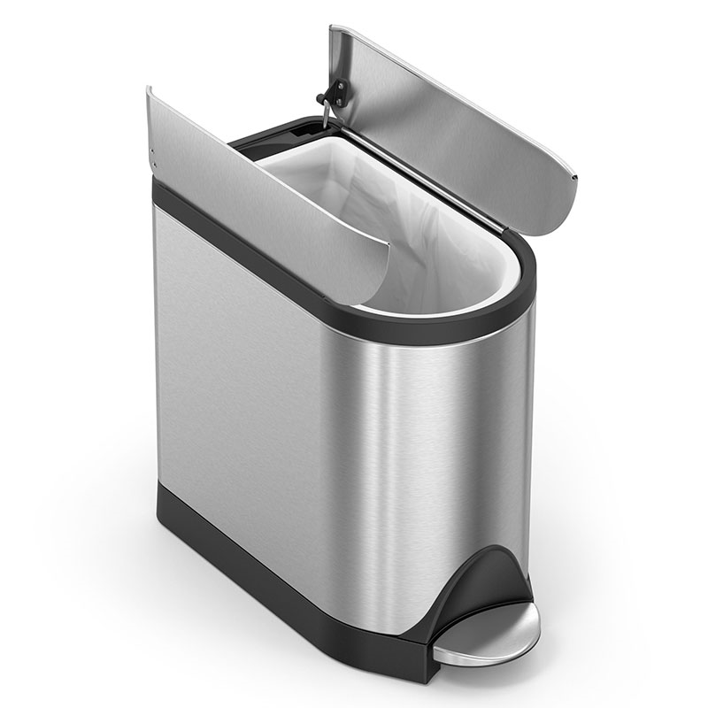 Butterfly Pedal Bin, 10L, Brushed Stainless Steel-3