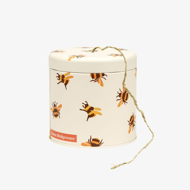 Bees String Tin, 11cm  x 11cm, Yellow-0