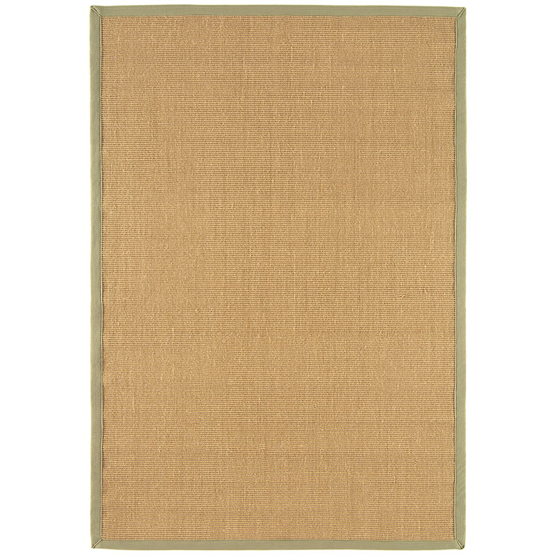 Sisal linen border runner, 120 x 180cm, sage-0